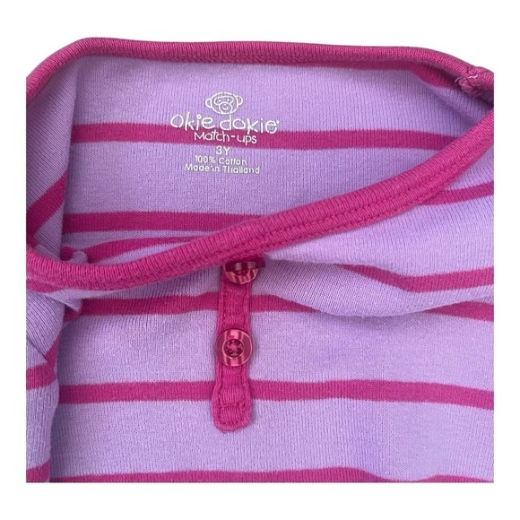 Okie Dokie pink/purplish Stripe Long Sleeve Shirt buttons lettuce trim Girl 3 - Picture 8 of 8